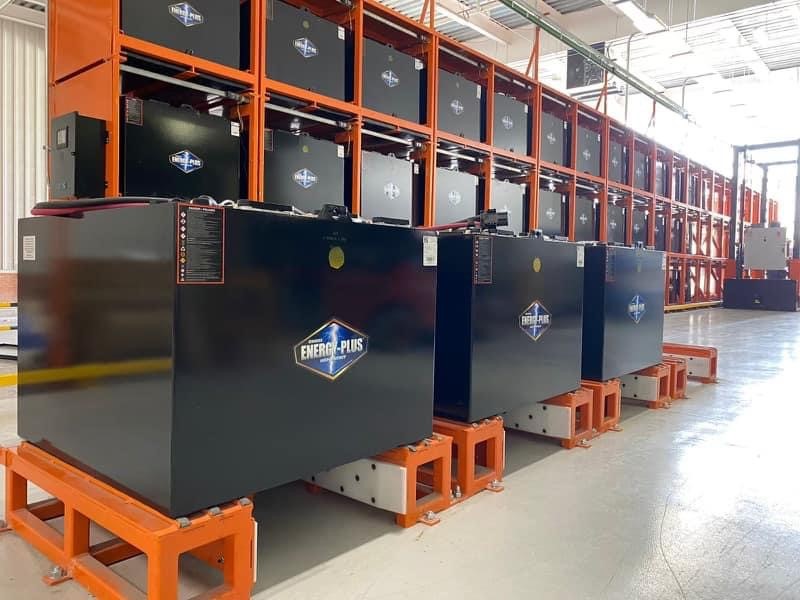 industrial batteries in warehouse